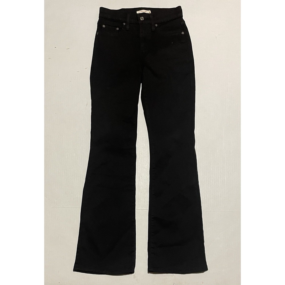 Levis 725 Jeans Womens Size 27 X 31 Black Wash High Rise Bootcut Stretch Denim